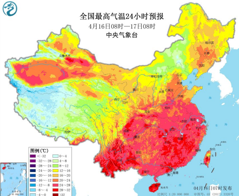 北方9省区市现沙尘 南方气温走高30℃范围扩大