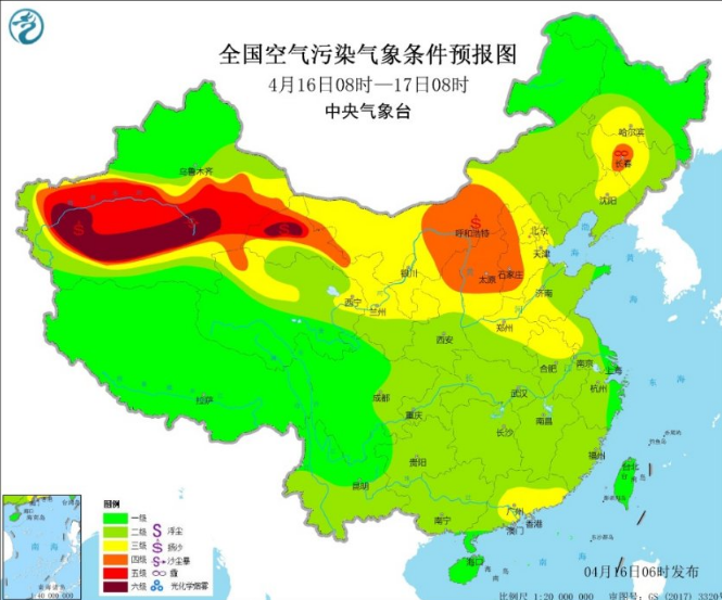 全国雾霾预报：京津冀和陕西河南有扬沙浮尘