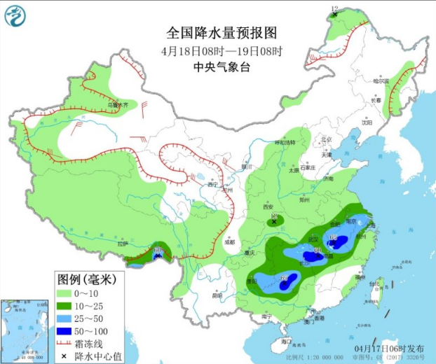 西南东部和江南将迎大雨 南方多地有雷暴冰雹