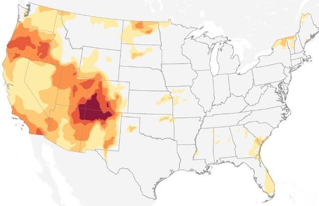 美国西部地区或正遭遇千年大旱 气温比过去平均高1.6℃