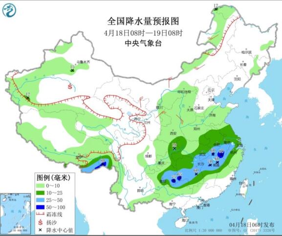 冷空气南下江西贵州一带大暴雨 北方地区降温幅度6～8℃