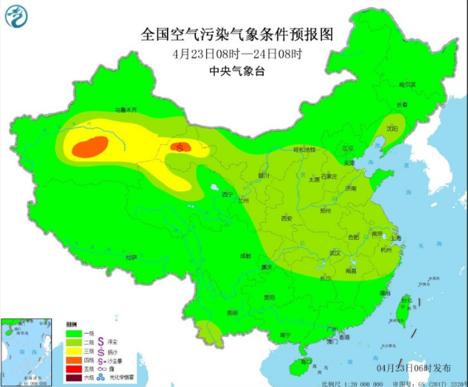 全国雾霾预报：内蒙古中东部局地有沙尘暴