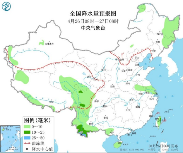 今后三天降水集中在云南四川 北方大风减弱气温回升