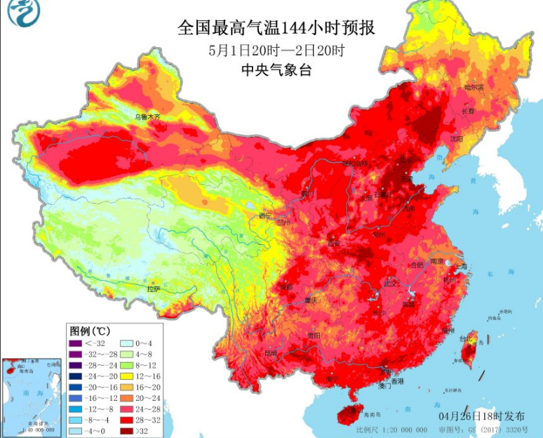 五一全国穿衣地图最新公布 华北至华南大部地区在25℃以上