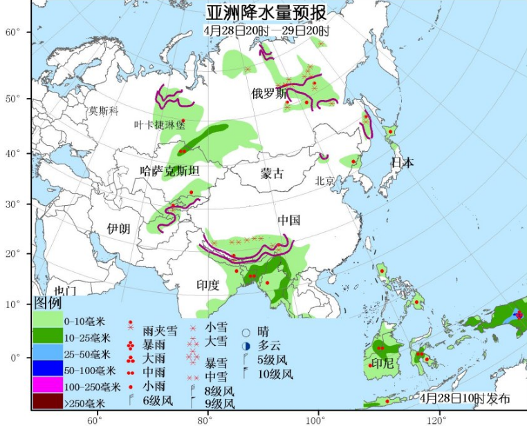 4月28日国外天气预报 北美东部和西北部较强降水持续