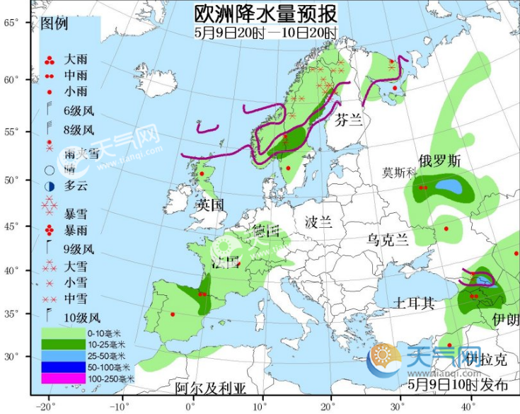 5月9日国外天气预报 肯尼亚西部仍多对流性降水