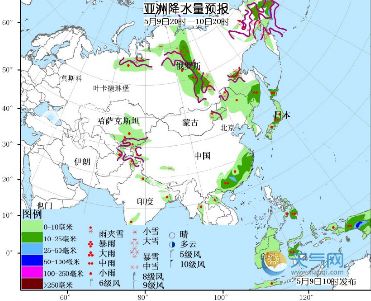 5月9日国外天气预报 肯尼亚西部仍多对流性降水