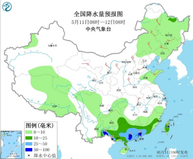 强降雨赖在华南不走 北方升温雨水少风沙大