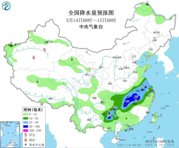 长江中下游强降雨来袭 江苏江西湖南多地大暴雨