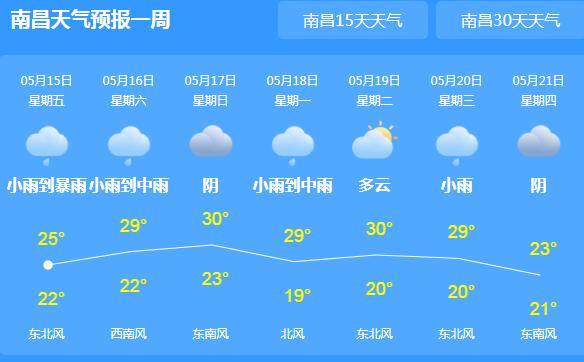 江西雨势加强伴有雷电大风 今日南昌高温缓解仅有23℃