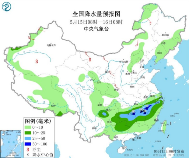 今明天甘肃内蒙等多地大风 华南江南等地现大雨