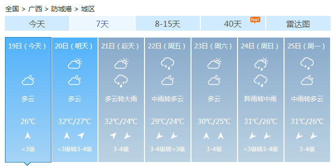 广西今明天大部仍被强降雨掌控 防城港等多市雷阵雨