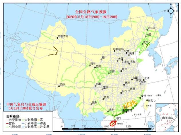 全国交通天气预报：5月19日全国高速路况最新实时查询