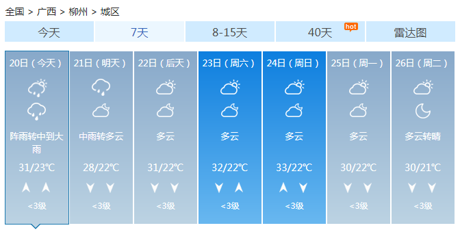 广西今明天维持雨水天气 桂林柳州等多地降雨最强