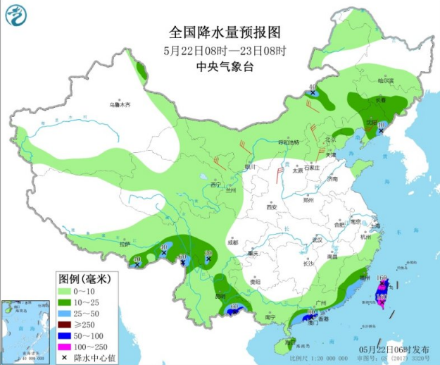 南方降雨缩减至华南沿海和台湾 后天又会再登场