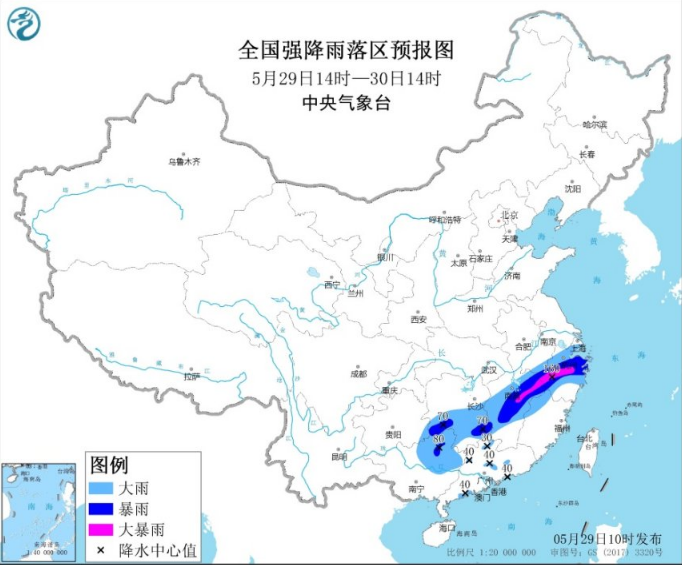 暴雨蓝色预警：江西浙江的暴雨最大最强