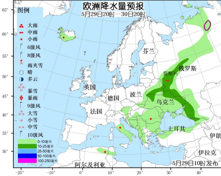 5月29日国外天气预报 亚洲南部有强降雨