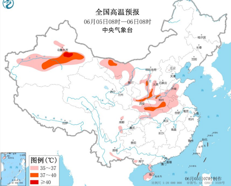 芒种节气到来中央台发高温预警 多地气温可达40℃