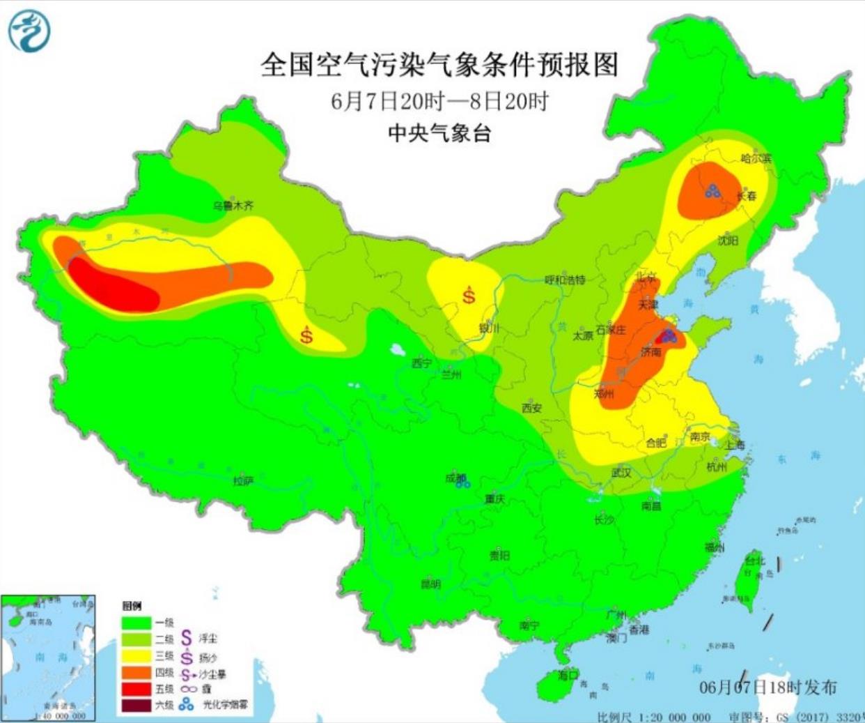 全国雾霾预报：江苏和辽东半岛多地大雾来袭