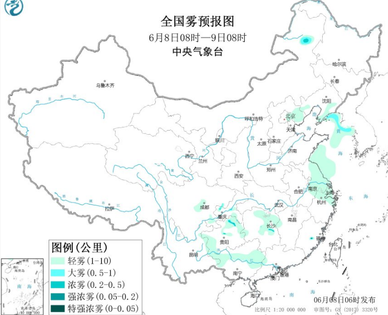 全国雾霾预报：中国海域仍有大雾华北江淮现臭氧污染