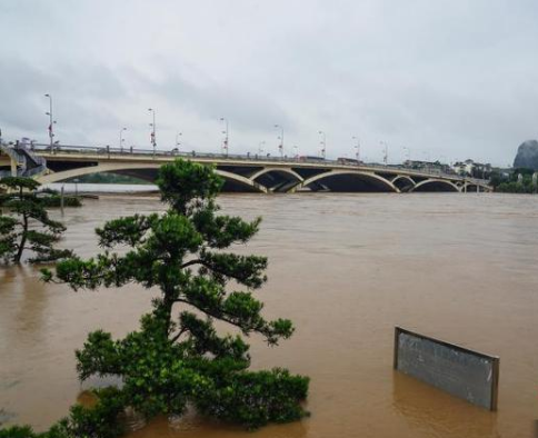 广西桂林强降雨造成洪水 漓江超警11日前雨不会停