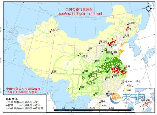 全国交通天气预报 6月12日全国高速路况最新实时查询 天气网