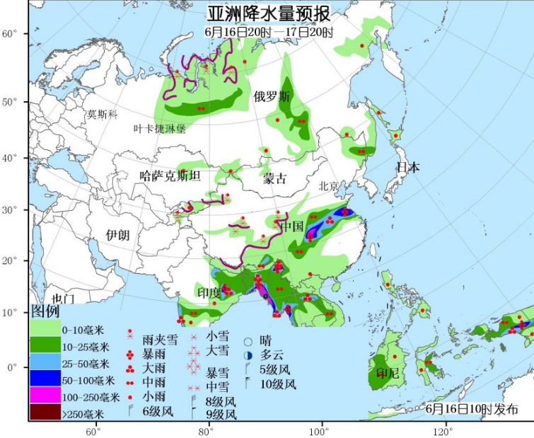 6月16日国外天气预报 智利北部有强雨雪