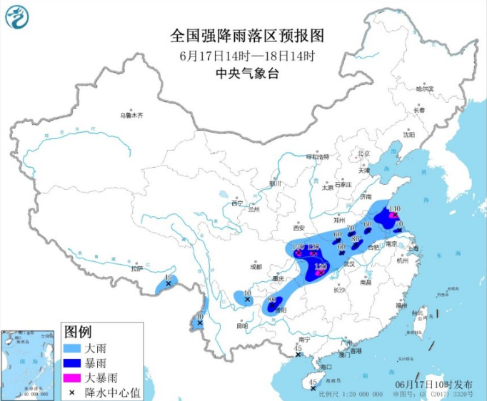暴雨黄色预警最新发布：重庆湖北湖南江苏的暴雨最大