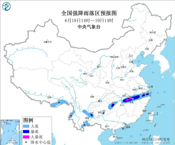 暴雨蓝色预警最新消息：江西北部有大暴雨