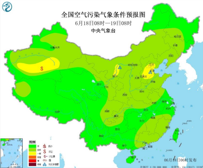 全国雾霾预报：华北黄淮高温发展臭氧多