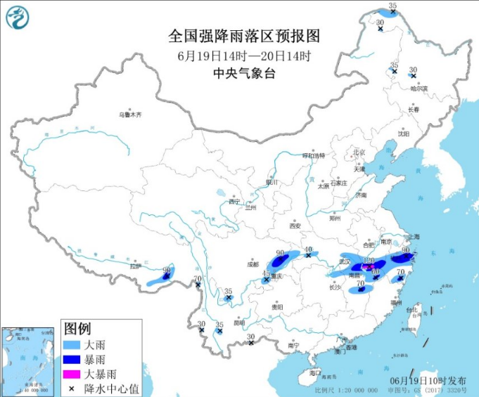 暴雨蓝色预警最新发布：从浙江到黑龙江都有大雨