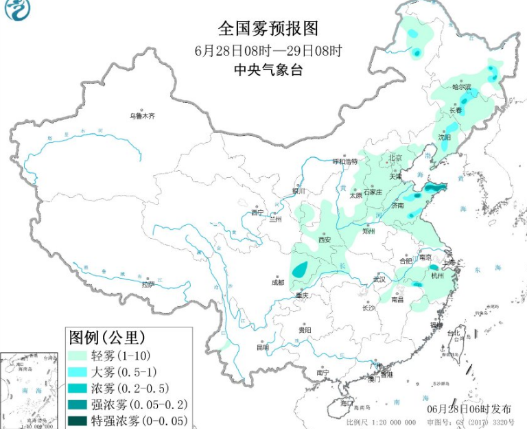 全国雾霾预报：频繁雨水提高大气清除条件