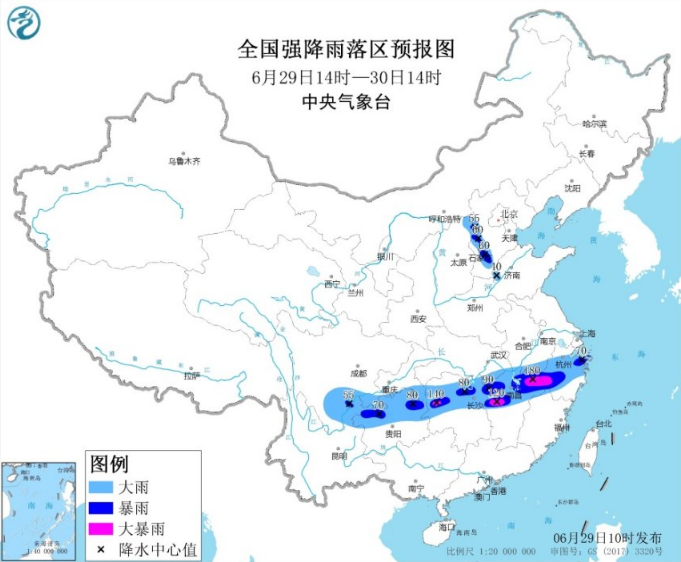 暴雨蓝色预警：浙江湖南江西多地大暴雨