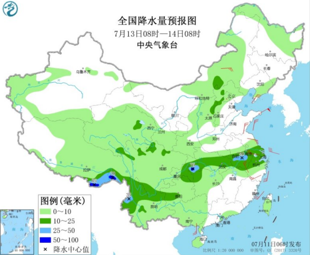 华北地区有暴雨或大雨天气 四川重庆等部分地区将有强降水