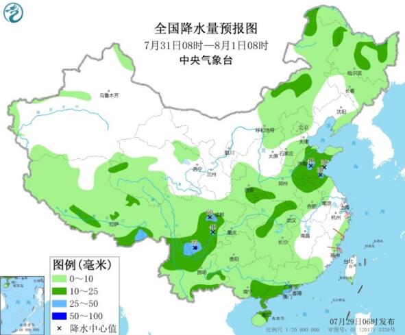 长江中下游强降雨结束迎35℃高温 华北东北等地仍有阵雨