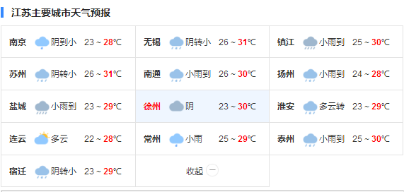 江苏未来三天降雨不断 部分地区雨势较大