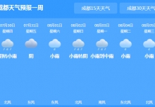 四川10市未来三天有暴雨 局地伴有强降雨出现