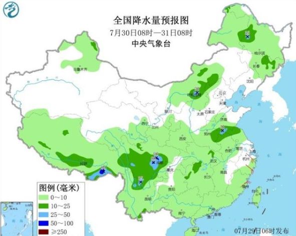 今明两天多省有大到暴雨 部分省市有高温天气