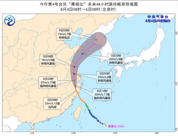 4号台风黑格比登陆浙江乐清沿海 中央气象台继续发布台风橙色预警