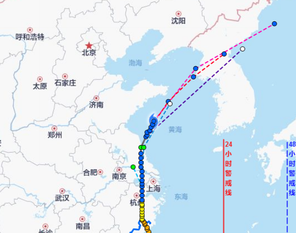 山东台风路径实时图最新今天 4号黑格比逼近山东出现强降水