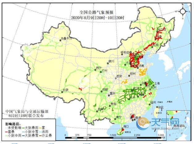 全国交通天气预报 8月10日全国高速路况最新实时查询 天气网