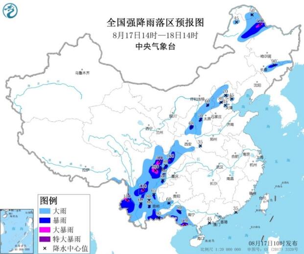 中央气象台继续发布暴雨橙色预警 四川云南甘肃等地暴雨如注