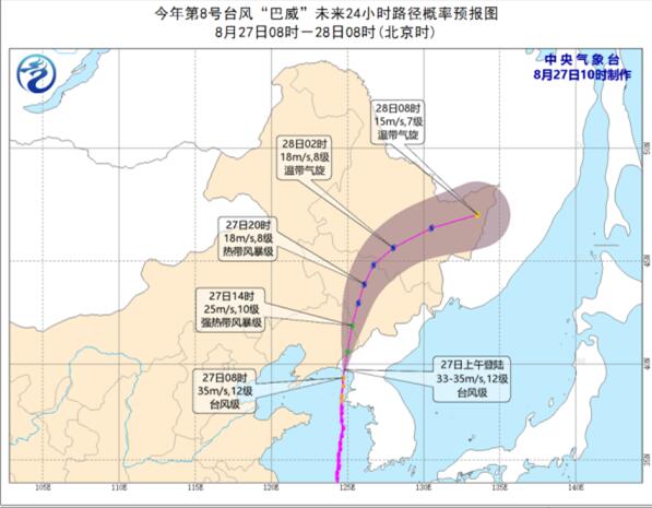 8号台风最新消息实时路径图 台风巴威携12级大风登陆朝鲜