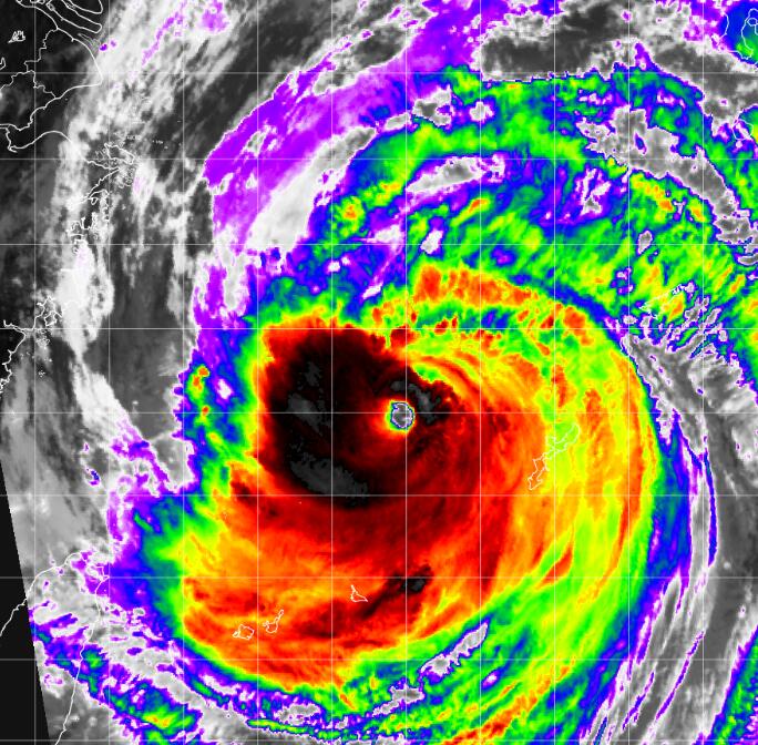 9号台风路径实时发布系统云图更新 已加强为超强台风云系庞大壮观