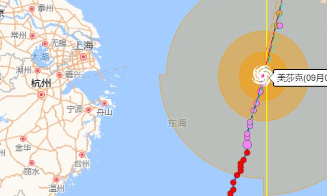 浙江9号台风路径实时路径图 台风美莎克对浙江影响逐渐减弱