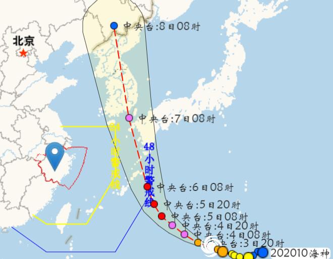 10号上海台风路径实时发布系统 台风海神未来会影响上海吗