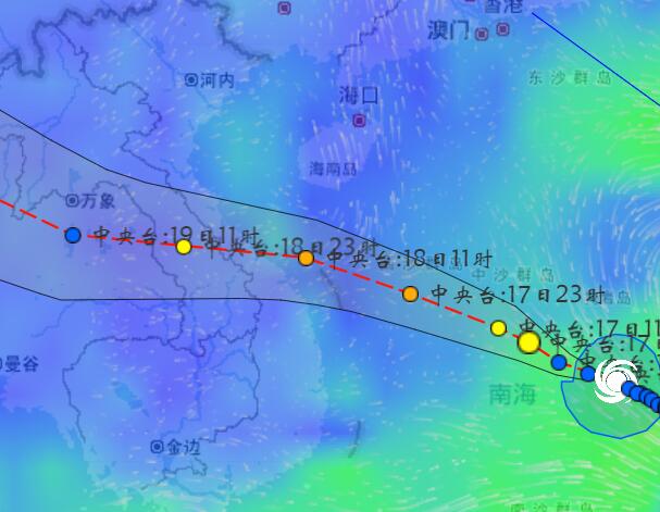 11号台风红霞什么时候登陆 预计18日傍晚前后登陆越南