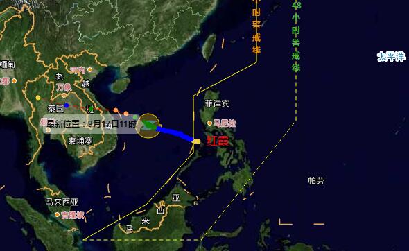 第11号台风红霞最新路径位置 位于距离西沙永兴岛270公里海上