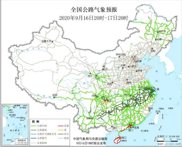 全国交通天气预报：9月17日全国高速路况最新实时查询