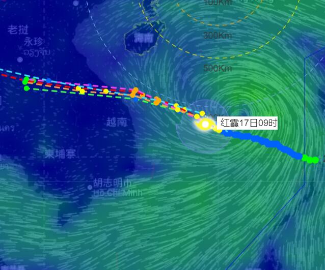 第11号台风红霞最新路径发展图 十一号台风路径实时发布系统位置图